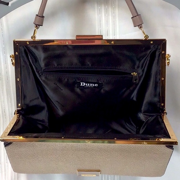 DUNE LONDON Taupe Gold Footed Bottom Hand Tote Bag - Picture 3 of 9